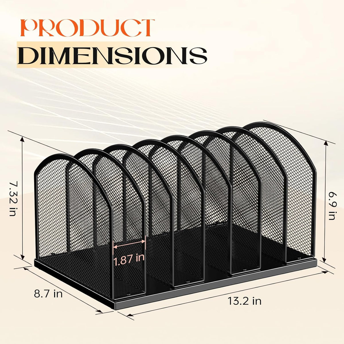5-Section Vertical Desktop Organizer, 5-Section Mesh File Folder Stand Sorter for Office Home Classroom Organization