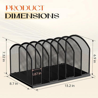 5-Section Vertical Desktop Organizer, 5-Section Mesh File Folder Stand Sorter for Office Home Classroom Organization