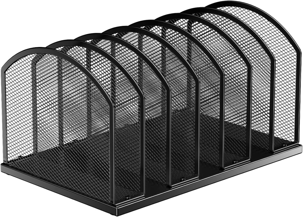5-Section Vertical Desktop Organizer, 5-Section Mesh File Folder Stand Sorter for Office Home Classroom Organization