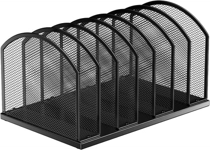5-Section Vertical Desktop Organizer, 5-Section Mesh File Folder Stand Sorter for Office Home Classroom Organization