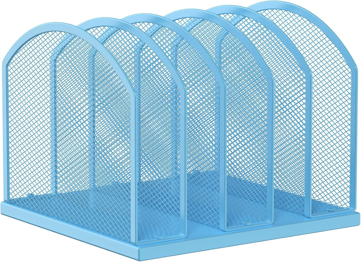 5-Section Vertical Desktop Organizer, 5-Section Mesh File Folder Stand Sorter for Office Home Classroom Organization