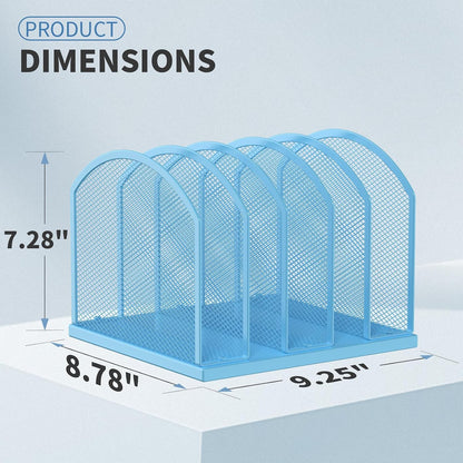 5-Section Vertical Desktop Organizer, 5-Section Mesh File Folder Stand Sorter for Office Home Classroom Organization