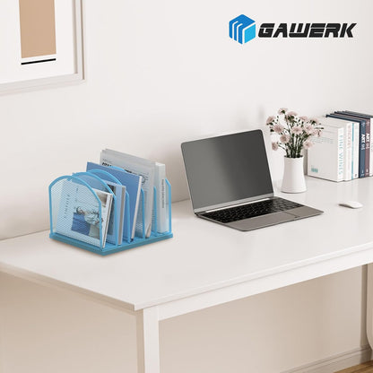 5-Section Vertical Desktop Organizer, 5-Section Mesh File Folder Stand Sorter for Office Home Classroom Organization