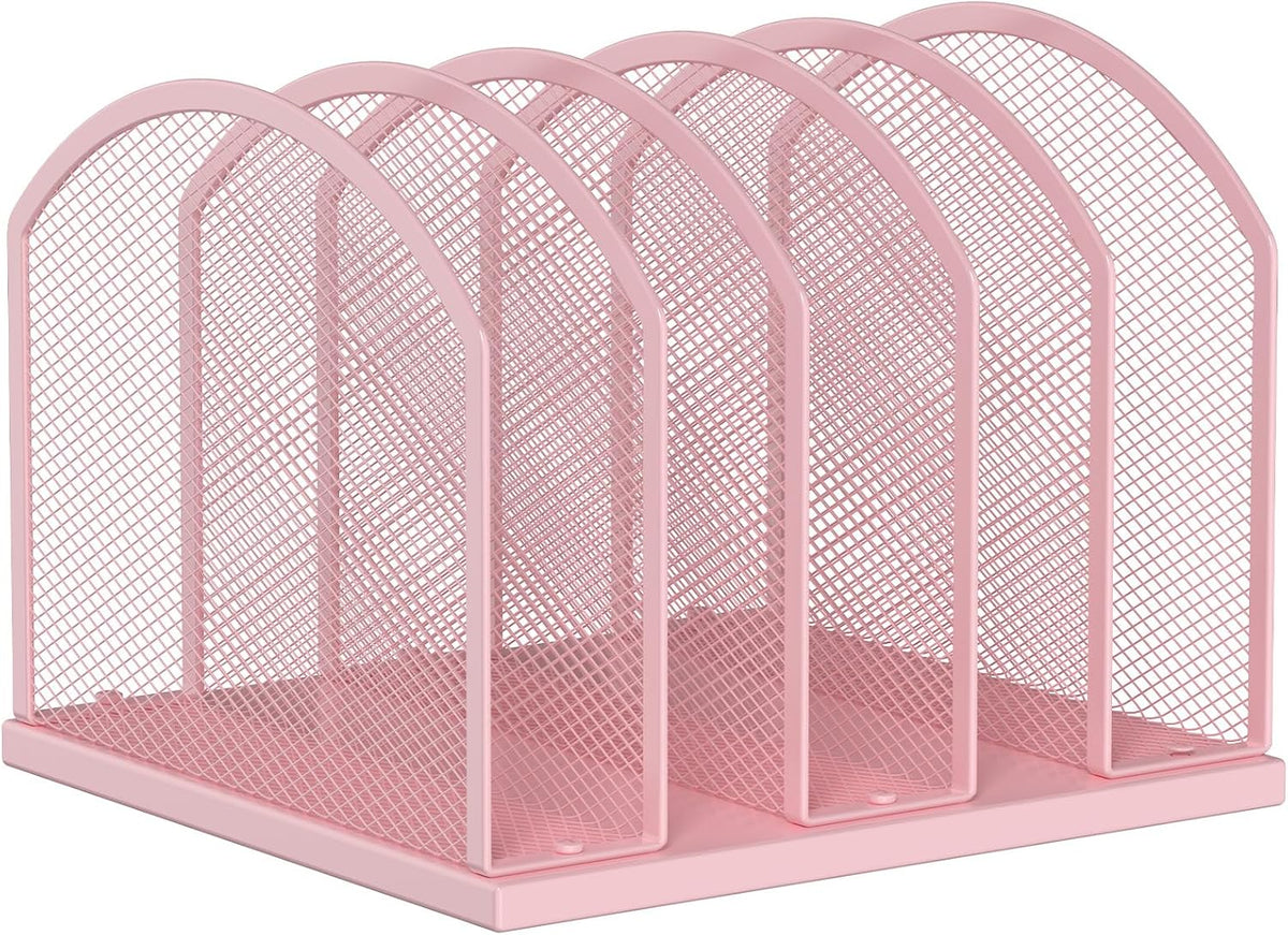 5-Section Vertical Desktop Organizer, 5-Section Mesh File Folder Stand Sorter for Office Home Classroom Organization