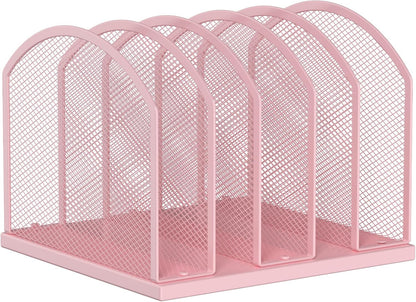 5-Section Vertical Desktop Organizer, 5-Section Mesh File Folder Stand Sorter for Office Home Classroom Organization