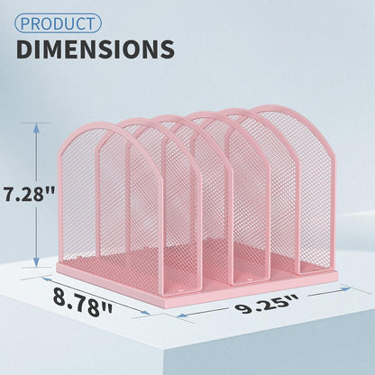 5-Section Vertical Desktop Organizer, 5-Section Mesh File Folder Stand Sorter for Office Home Classroom Organization