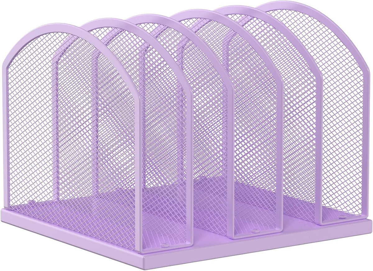 5-Section Vertical Desktop Organizer, 5-Section Mesh File Folder Stand Sorter for Office Home Classroom Organization