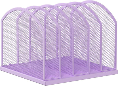 5-Section Vertical Desktop Organizer, 5-Section Mesh File Folder Stand Sorter for Office Home Classroom Organization