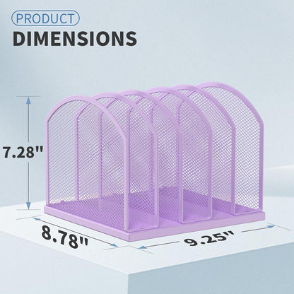 5-Section Vertical Desktop Organizer, 5-Section Mesh File Folder Stand Sorter for Office Home Classroom Organization