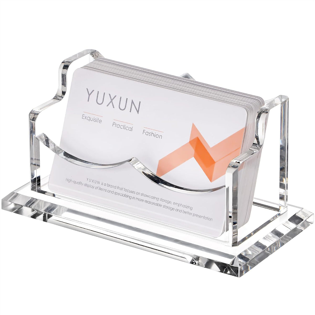 YUXUN Business Card Holder Display for Desk, Clear Acrylic Cards Organizer 3 Tier 3 Slots, Business Card Stand for Women Men, Multiple Business Card Display for Exhibition, Home, Office