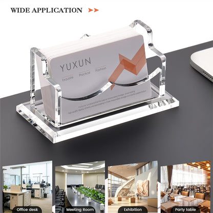 YUXUN Business Card Holder Display for Desk, Clear Acrylic Cards Organizer 3 Tier 3 Slots, Business Card Stand for Women Men, Multiple Business Card Display for Exhibition, Home, Office