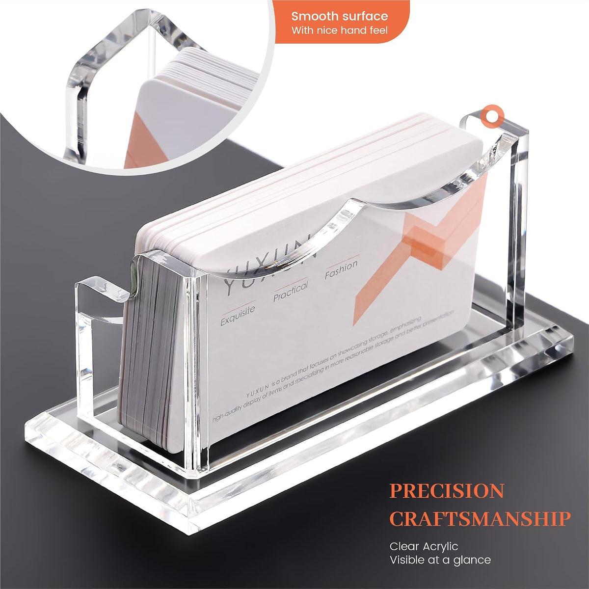 YUXUN Business Card Holder Display for Desk, Clear Acrylic Cards Organizer 3 Tier 3 Slots, Business Card Stand for Women Men, Multiple Business Card Display for Exhibition, Home, Office