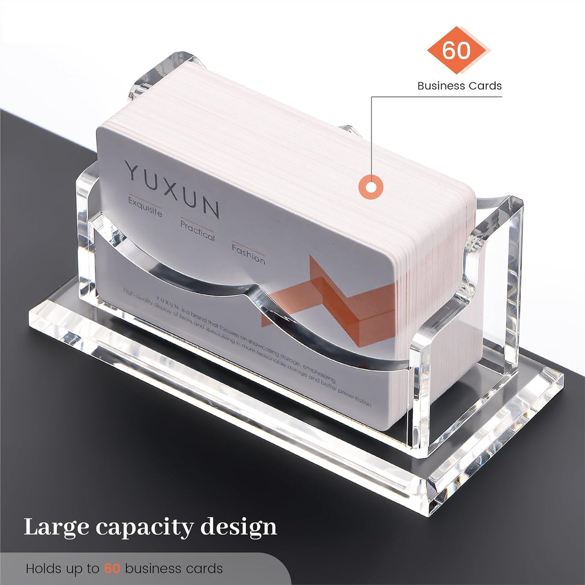 YUXUN Business Card Holder Display for Desk, Clear Acrylic Cards Organizer 3 Tier 3 Slots, Business Card Stand for Women Men, Multiple Business Card Display for Exhibition, Home, Office
