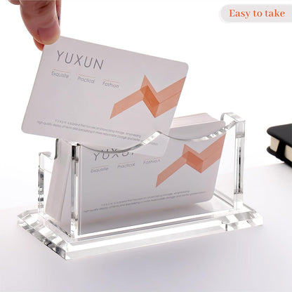 YUXUN Business Card Holder Display for Desk, Clear Acrylic Cards Organizer 3 Tier 3 Slots, Business Card Stand for Women Men, Multiple Business Card Display for Exhibition, Home, Office