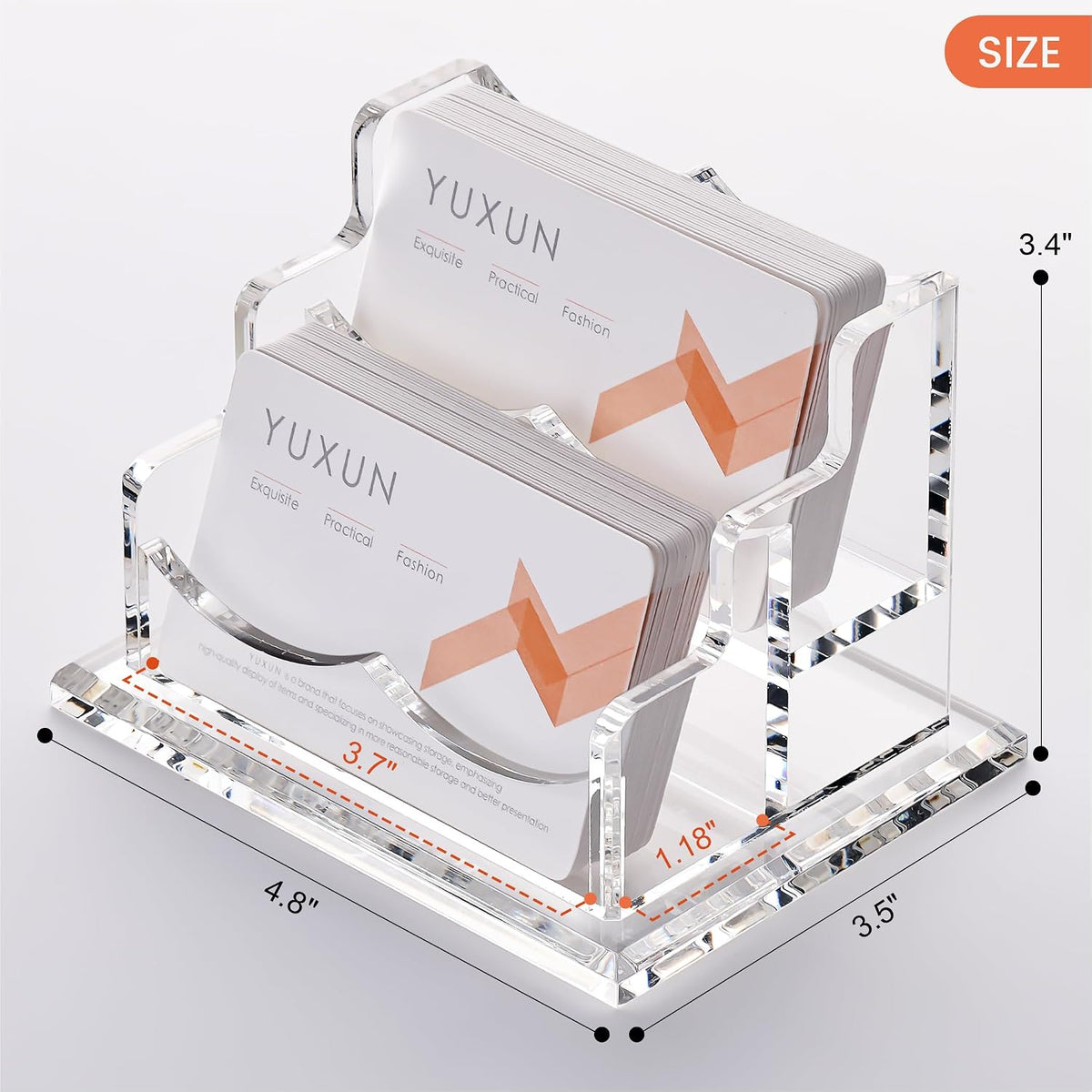 YUXUN Business Card Holder Display for Desk, Clear Acrylic Cards Organizer 3 Tier 3 Slots, Business Card Stand for Women Men, Multiple Business Card Display for Exhibition, Home, Office