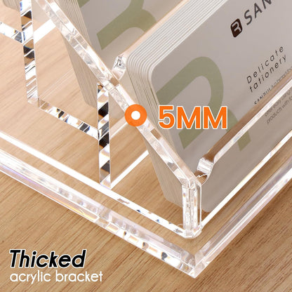 YUXUN Business Card Holder Display for Desk, Clear Acrylic Cards Organizer 3 Tier 3 Slots, Business Card Stand for Women Men, Multiple Business Card Display for Exhibition, Home, Office