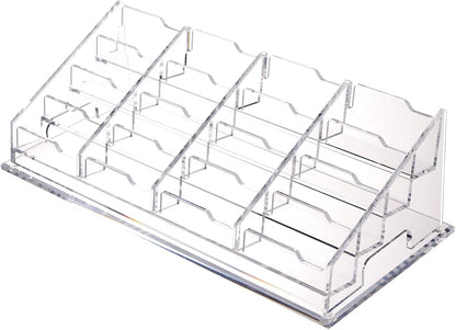 YUXUN Business Card Holder Display for Desk, Clear Acrylic Cards Organizer 3 Tier 3 Slots, Business Card Stand for Women Men, Multiple Business Card Display for Exhibition, Home, Office