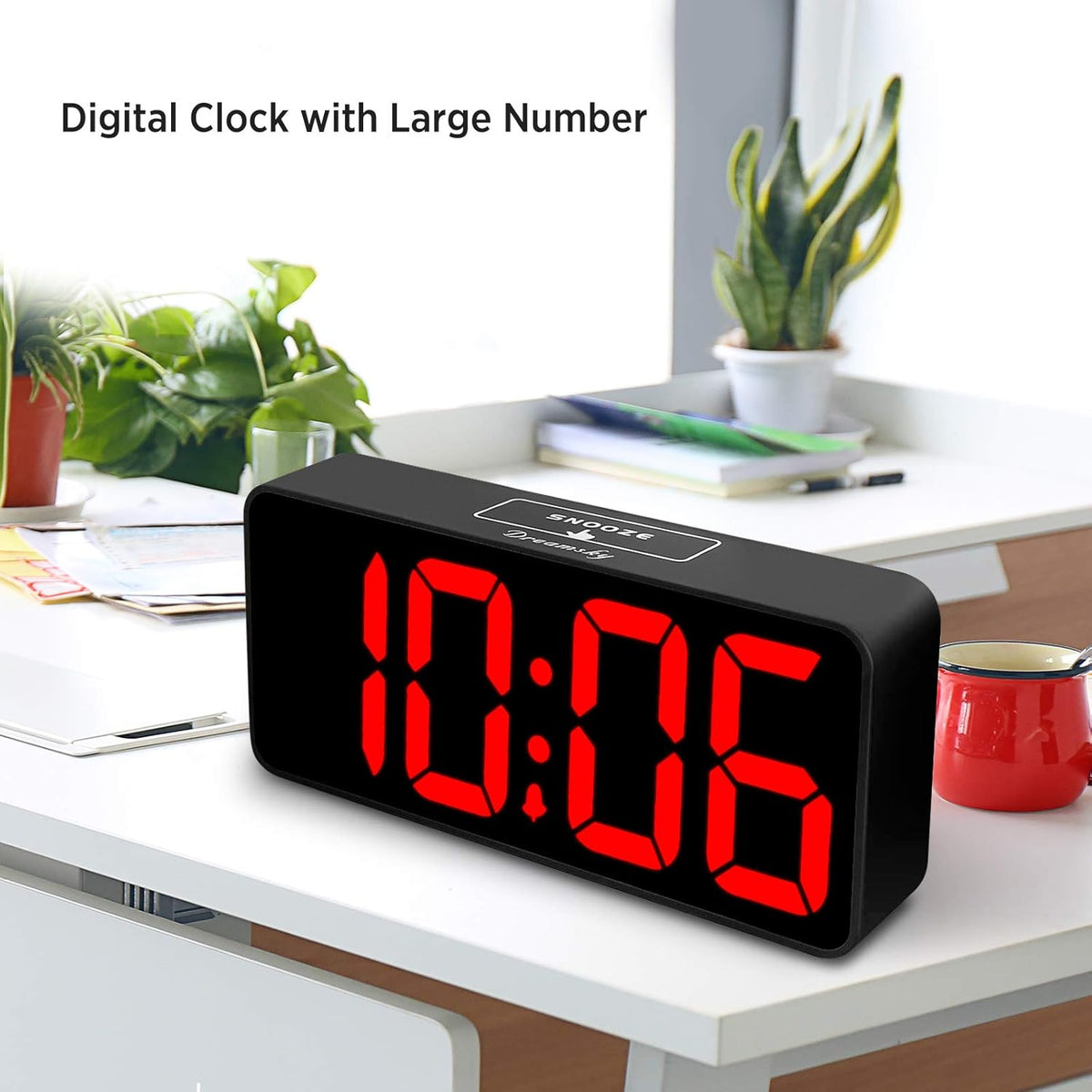 Large Digital Alarm Clock Big Number for Seniors/Visually Impaired