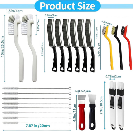 23Pcs Crevice Cleaning Brush Set, Hard Bristle Scrub Brushes Tools for Gaps