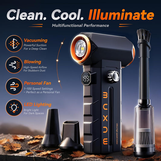 Compressed Air Duster & Vacuum 2-in-1, Electric Air Blower