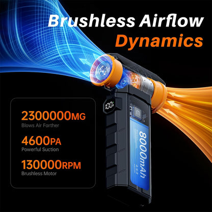 Compressed Air Duster & Vacuum 2-in-1, Electric Air Blower