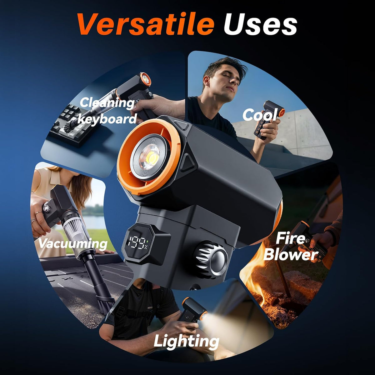 Compressed Air Duster & Vacuum 2-in-1, Electric Air Blower
