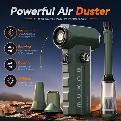 Compressed Air Duster & Vacuum 2-in-1, Electric Air Blower