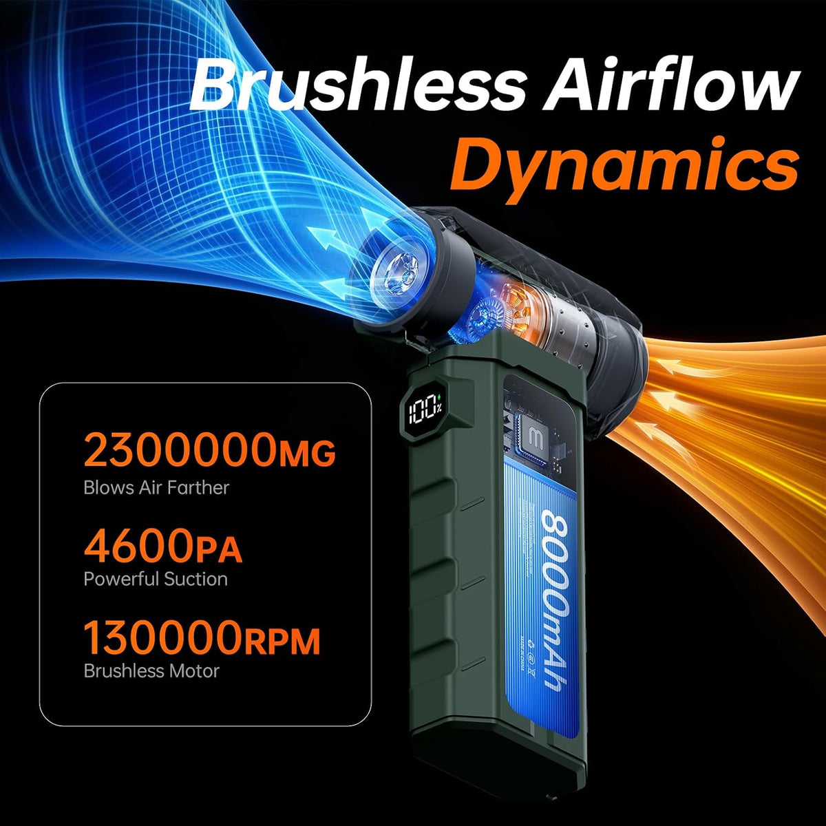 Compressed Air Duster & Vacuum 2-in-1, Electric Air Blower