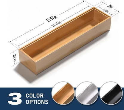 Bamboo Drawer Organizer, Stackable Utensil Organizer for Kitchen, Bamboo Storage Box Wood Silverware Tray for Drawer 15" x 6" x 2" Set of 2