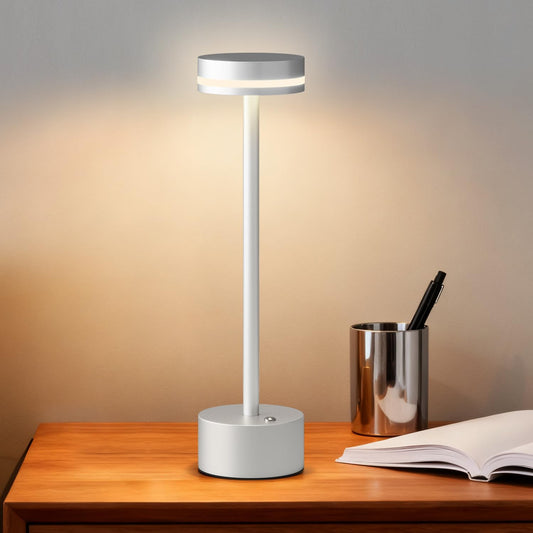 Rechargeable Cordless Table Lamp Silver Touch Control Dimmable