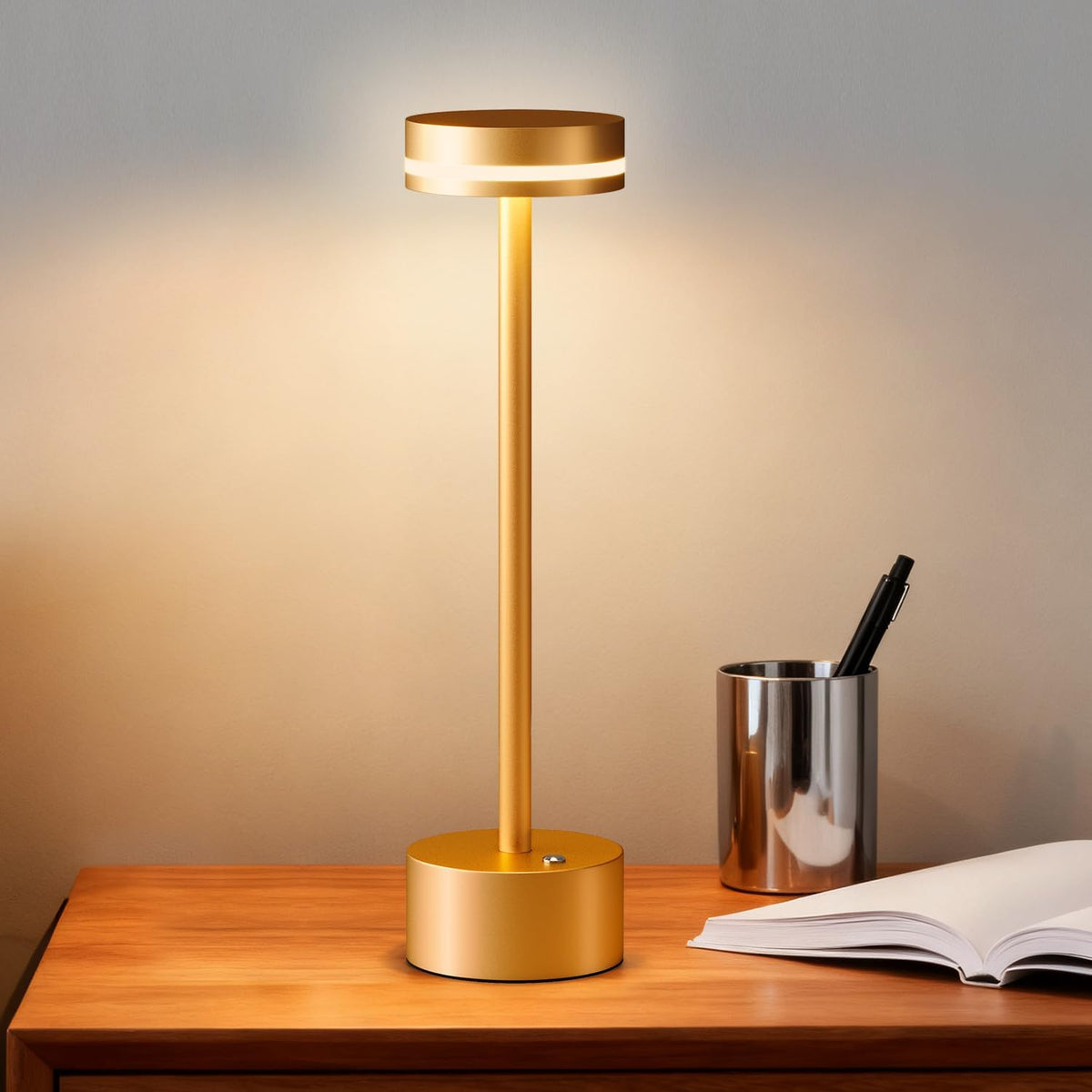 Rechargeable Cordless Table Lamp Silver Touch Control Dimmable