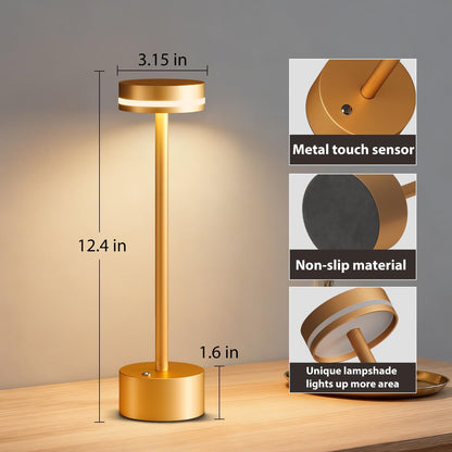 Rechargeable Cordless Table Lamp Silver Touch Control Dimmable