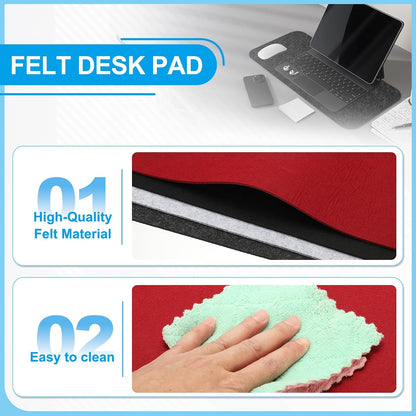 47.2" x 23.6" Large Felt Desk Pad Protector, Non-Slip Desk Mat Full Table Mouse Pad Keyboard Mats for Laptop Computer Writing Desk Table Gaming Home, Dark Gray
