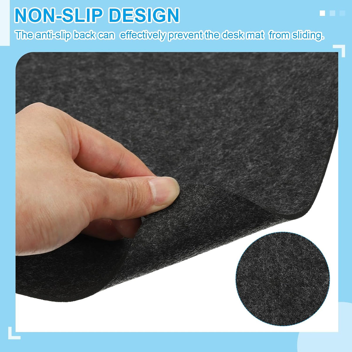 47.2" x 23.6" Large Felt Desk Pad Protector, Non-Slip Desk Mat Full Table Mouse Pad Keyboard Mats for Laptop Computer Writing Desk Table Gaming Home, Dark Gray