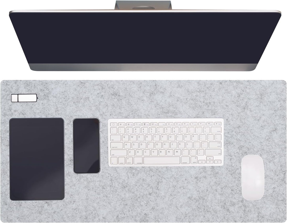 47.2" x 23.6" Large Felt Desk Pad Protector, Non-Slip Desk Mat Full Table Mouse Pad Keyboard Mats for Laptop Computer Writing Desk Table Gaming Home, Dark Gray