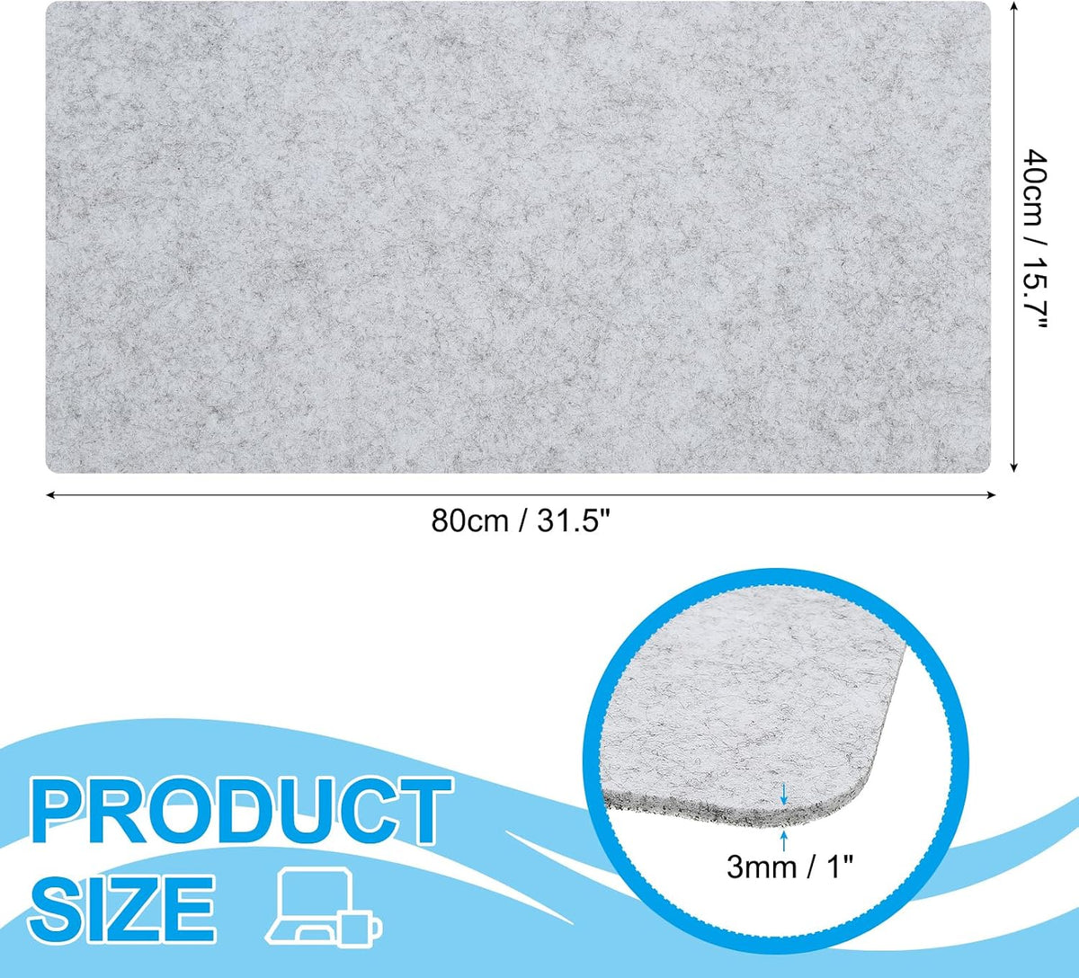 47.2" x 23.6" Large Felt Desk Pad Protector, Non-Slip Desk Mat Full Table Mouse Pad Keyboard Mats for Laptop Computer Writing Desk Table Gaming Home, Dark Gray