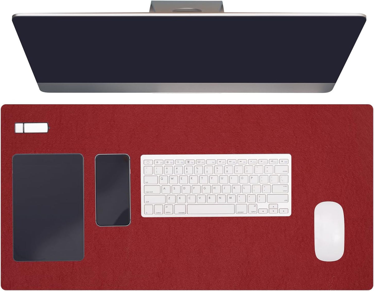 47.2" x 23.6" Large Felt Desk Pad Protector, Non-Slip Desk Mat Full Table Mouse Pad Keyboard Mats for Laptop Computer Writing Desk Table Gaming Home, Dark Gray
