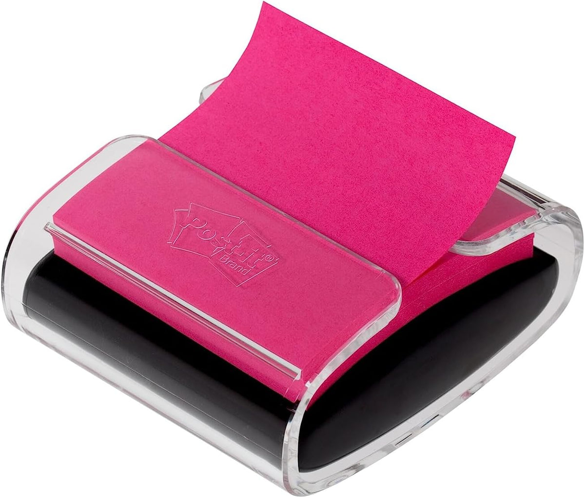 Pop-up Notes Dispenser, 3x3 in, Black Base Clear Top, Pack Includes Dispenser and a 45-Sheet Pad of Pop-up Notes (WD-330-BK)