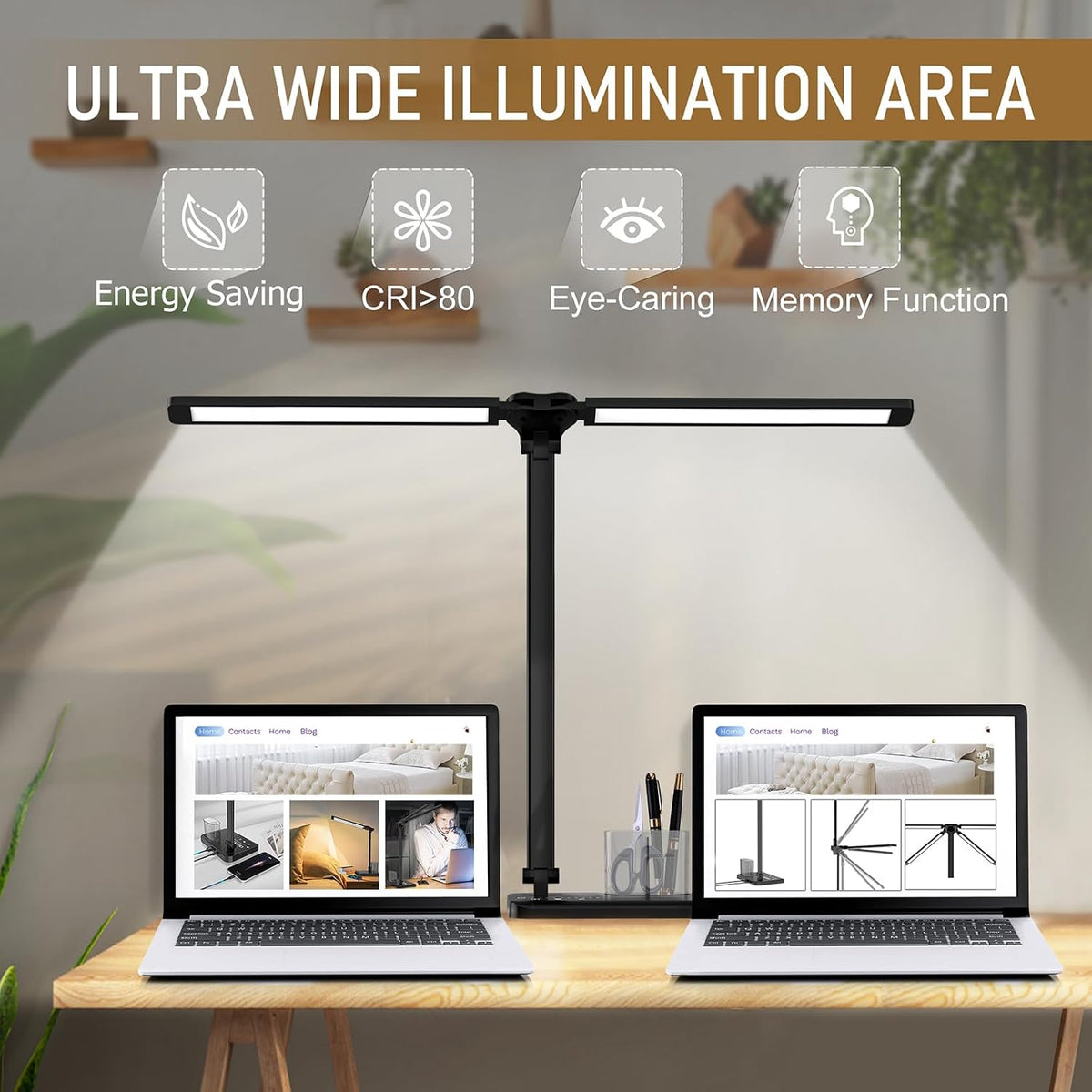 Dimmable LED Desk Lamp with USB Charging Port, 50 Lighting Modes Dual Swing Arm Architect Table Lamp Light Desk Lamp for Home Office Dorm Piano Nail