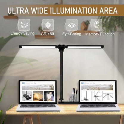 Dimmable LED Desk Lamp with USB Charging Port, 50 Lighting Modes Dual Swing Arm Architect Table Lamp Light Desk Lamp for Home Office Dorm Piano Nail