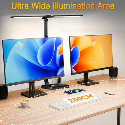 Dimmable LED Desk Lamp with USB Charging Port, 50 Lighting Modes Dual Swing Arm Architect Table Lamp Light Desk Lamp for Home Office Dorm Piano Nail