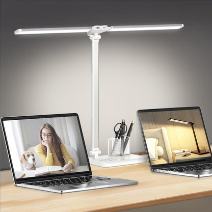 Dimmable LED Desk Lamp with USB Charging Port, 50 Lighting Modes Dual Swing Arm Architect Table Lamp Light Desk Lamp for Home Office Dorm Piano Nail
