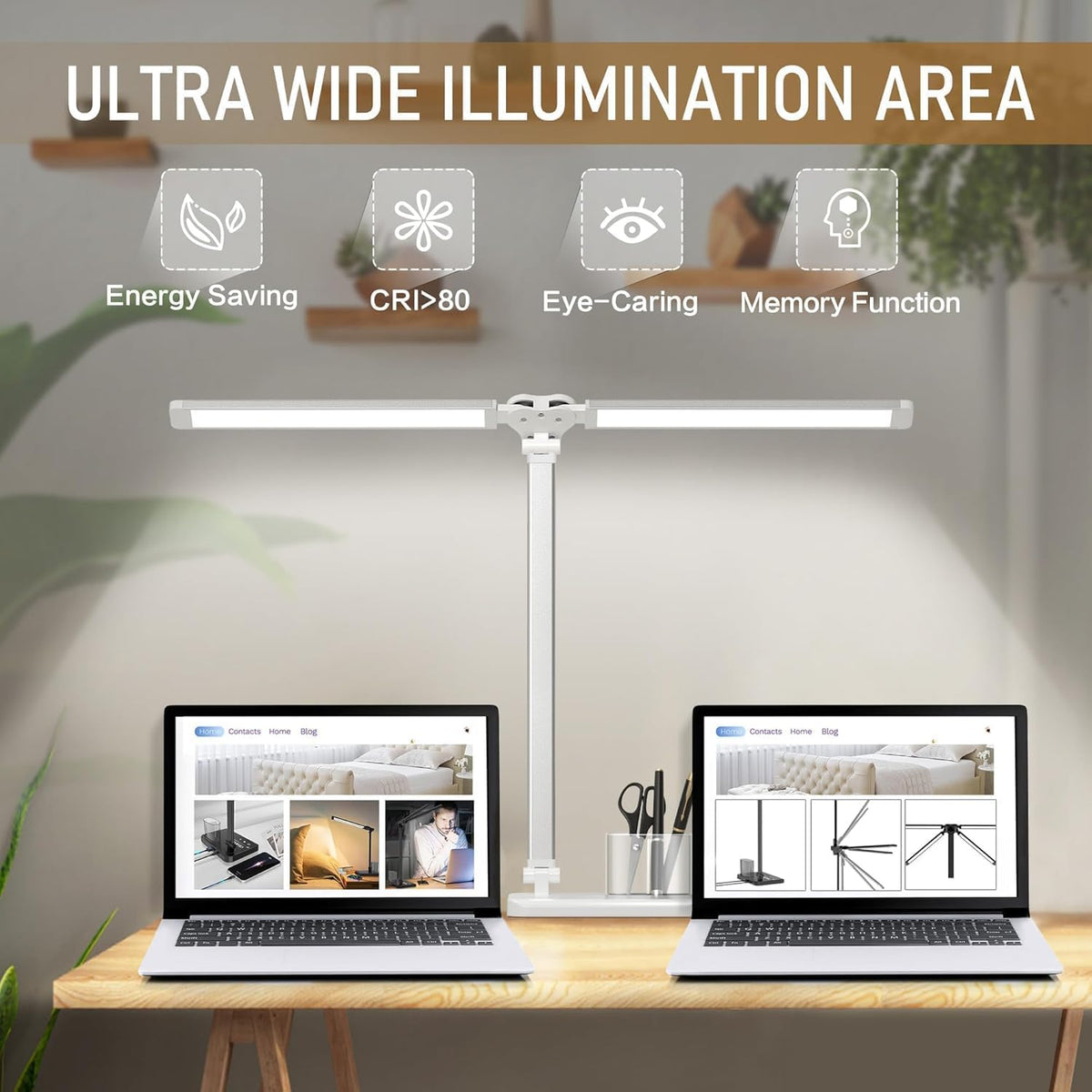 Dimmable LED Desk Lamp with USB Charging Port, 50 Lighting Modes Dual Swing Arm Architect Table Lamp Light Desk Lamp for Home Office Dorm Piano Nail