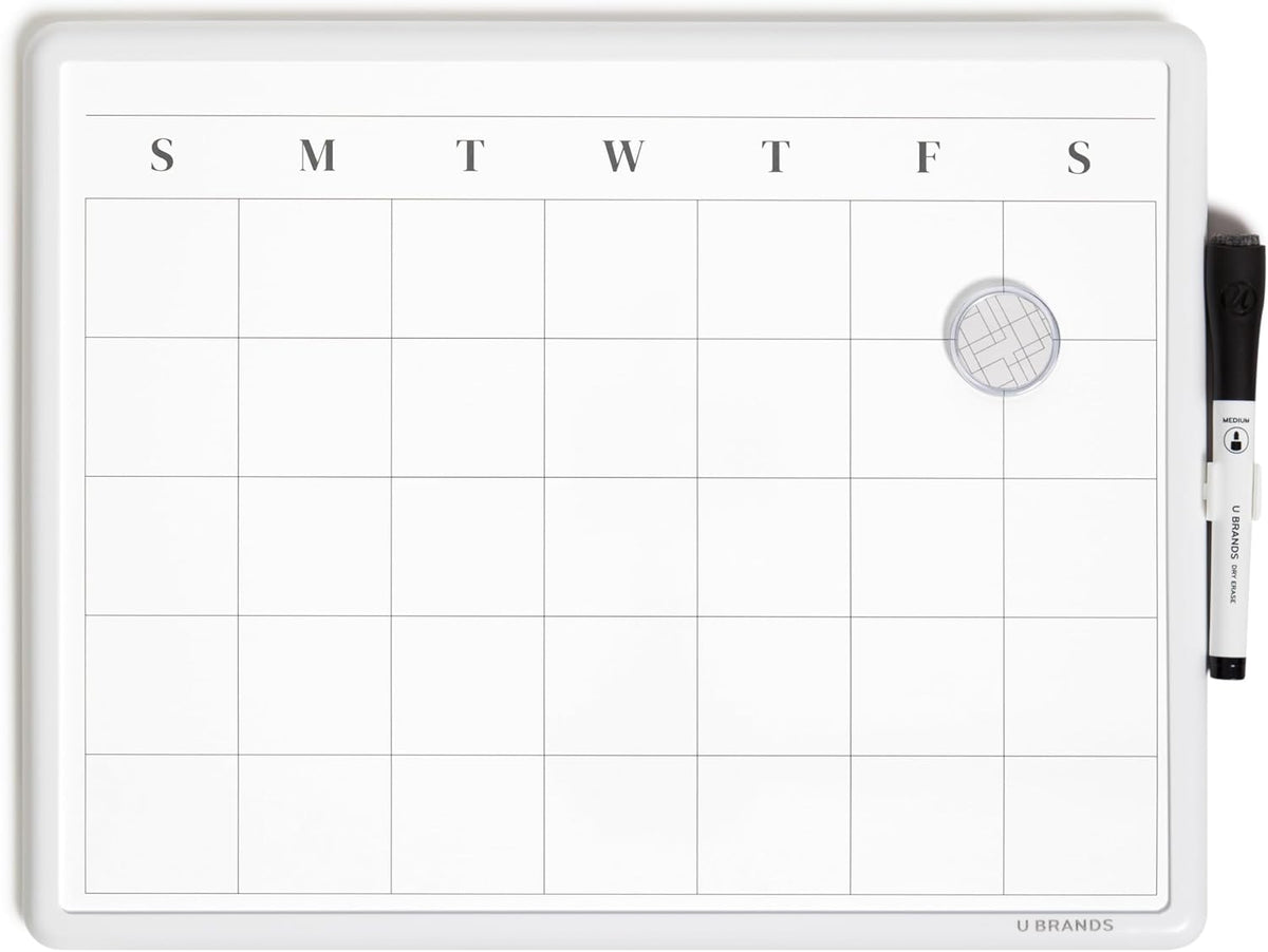 Magnetic Monthly Calendar Whiteboard, 14" x 11", Dry Erase Monthly Planner Board, Magnetic Calendar for Home, Office, Kitchen, Classroom, Includes Marker & Magnet
