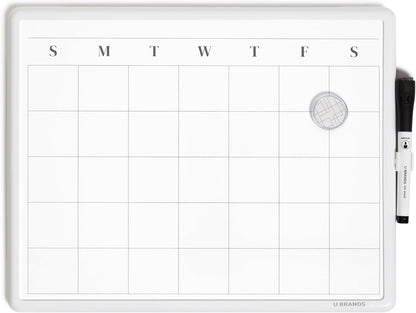 Magnetic Monthly Calendar Whiteboard, 14" x 11", Dry Erase Monthly Planner Board, Magnetic Calendar for Home, Office, Kitchen, Classroom, Includes Marker & Magnet