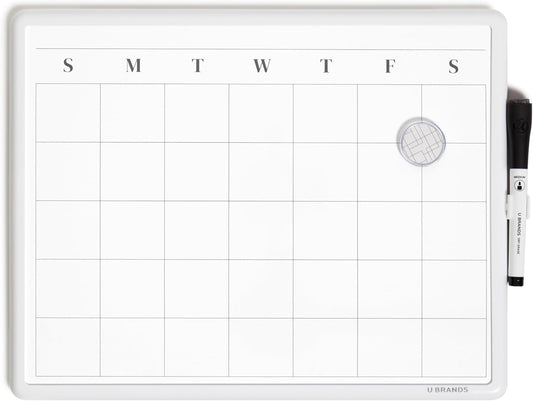 Magnetic Monthly Calendar Whiteboard, 14" x 11", Dry Erase Monthly Planner Board, Magnetic Calendar for Home, Office, Kitchen, Classroom, Includes Marker & Magnet