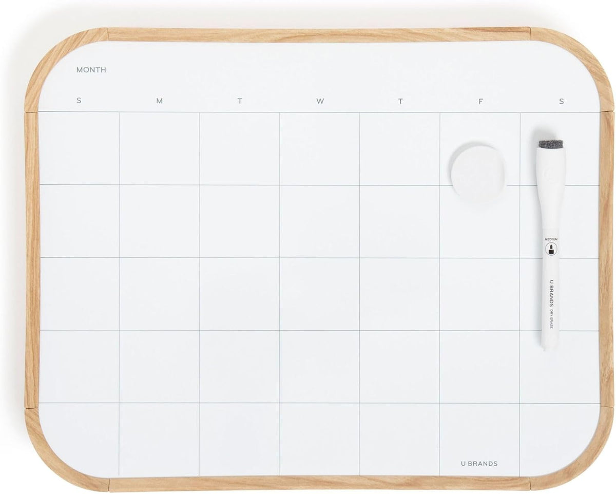 Magnetic Monthly Calendar Whiteboard, 14" x 11", Dry Erase Monthly Planner Board, Magnetic Calendar for Home, Office, Kitchen, Classroom, Includes Marker & Magnet