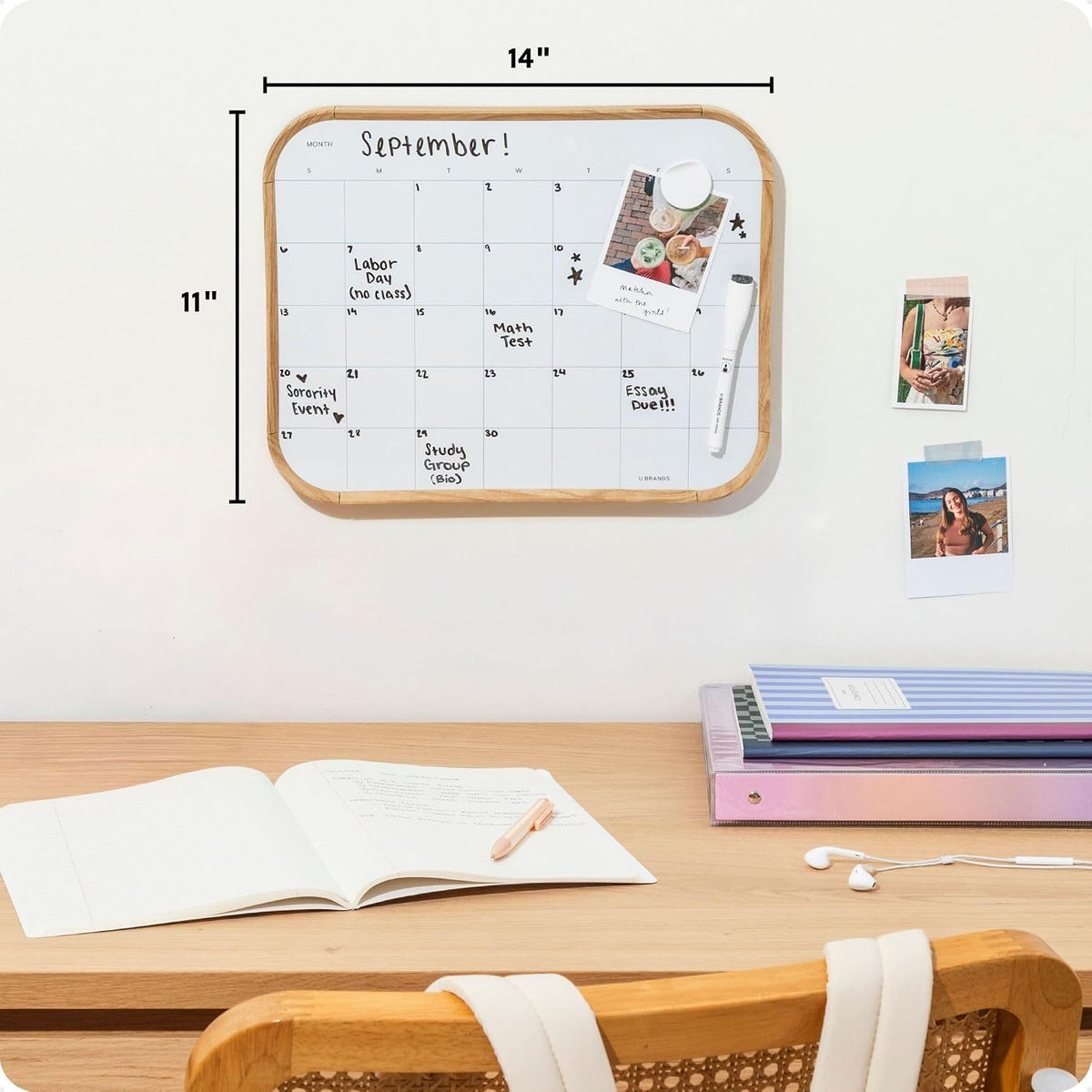 Magnetic Monthly Calendar Whiteboard, 14" x 11", Dry Erase Monthly Planner Board, Magnetic Calendar for Home, Office, Kitchen, Classroom, Includes Marker & Magnet