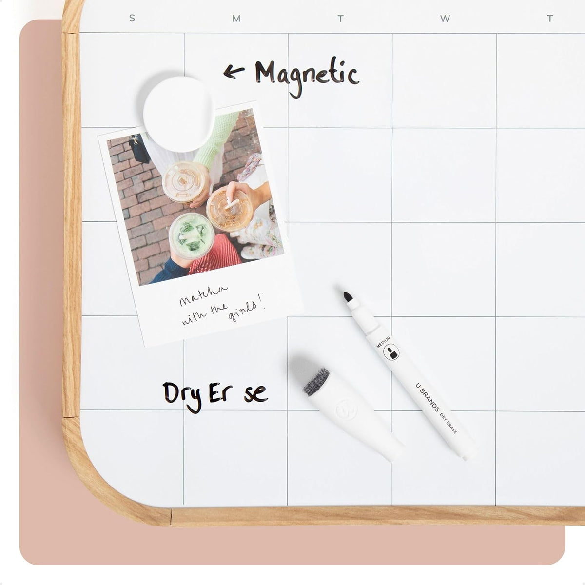 Magnetic Monthly Calendar Whiteboard, 14" x 11", Dry Erase Monthly Planner Board, Magnetic Calendar for Home, Office, Kitchen, Classroom, Includes Marker & Magnet