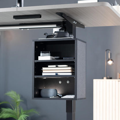 Black Clamp-on Desk Leg Shelving Unit, Storage Shelves, DESK-SHELF3CL